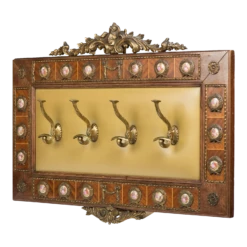 Vintage 1950s Spanish Brass Wood Coat Rack Stand