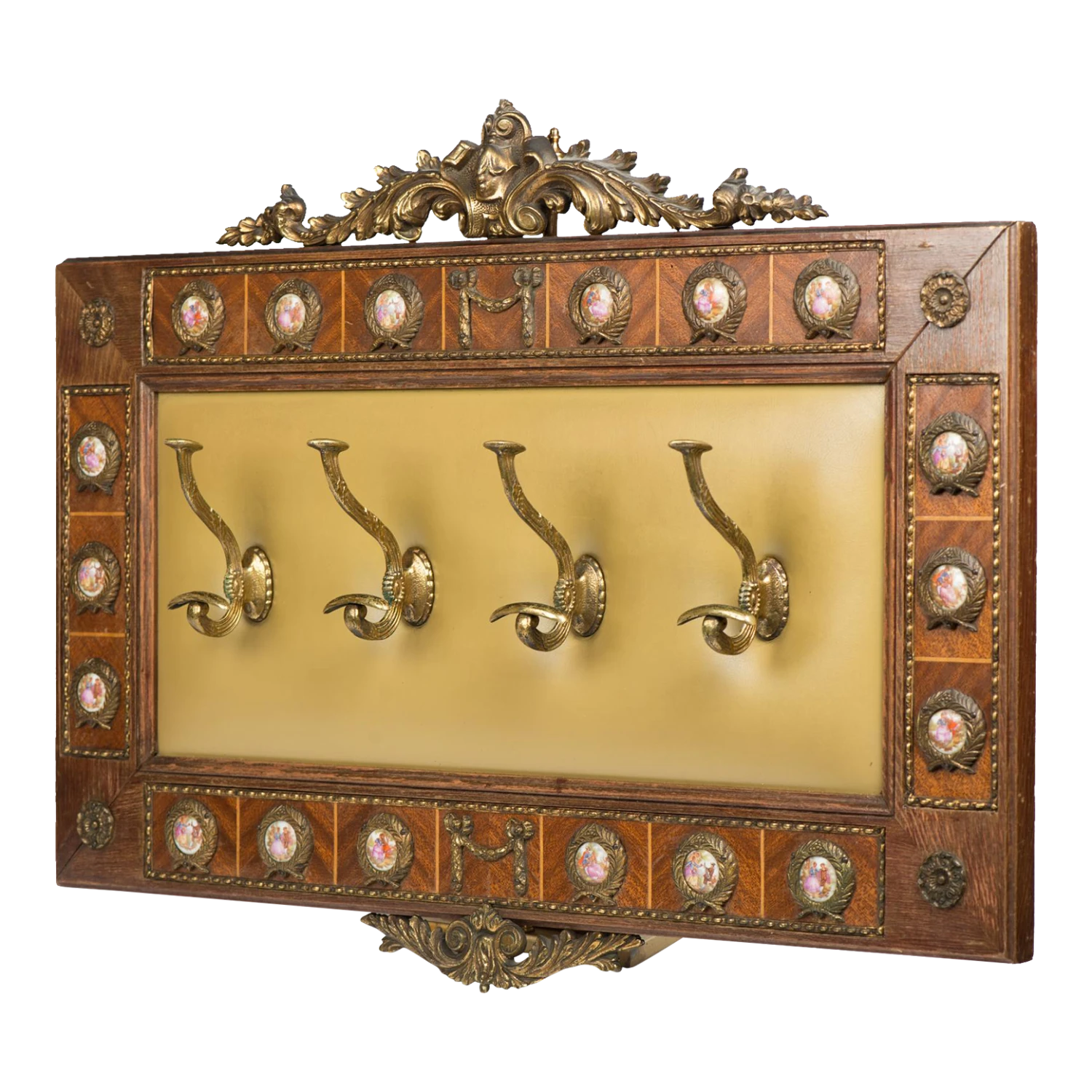 Vintage 1950s Spanish Brass Wood Coat Rack Stand 3 Vintage 1950s Spanish Brass Wood Coat Rack Stand