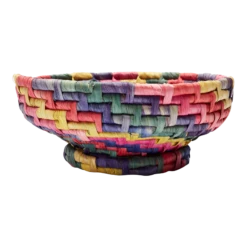 Vintage 1980s Rainbow Woven Basket
