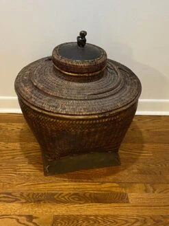Vintage 19th Century Asian Woven Rattan Bamboo Storage Basket W/Lid And Monkey Detail -CHAIRISH Shop vintage 19th century asian woven rattan bamboo storage basket wlid and monkey detail 3246