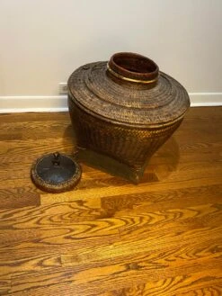 Vintage 19th Century Asian Woven Rattan Bamboo Storage Basket W/Lid And Monkey Detail -CHAIRISH Shop vintage 19th century asian woven rattan bamboo storage basket wlid and monkey detail 9140