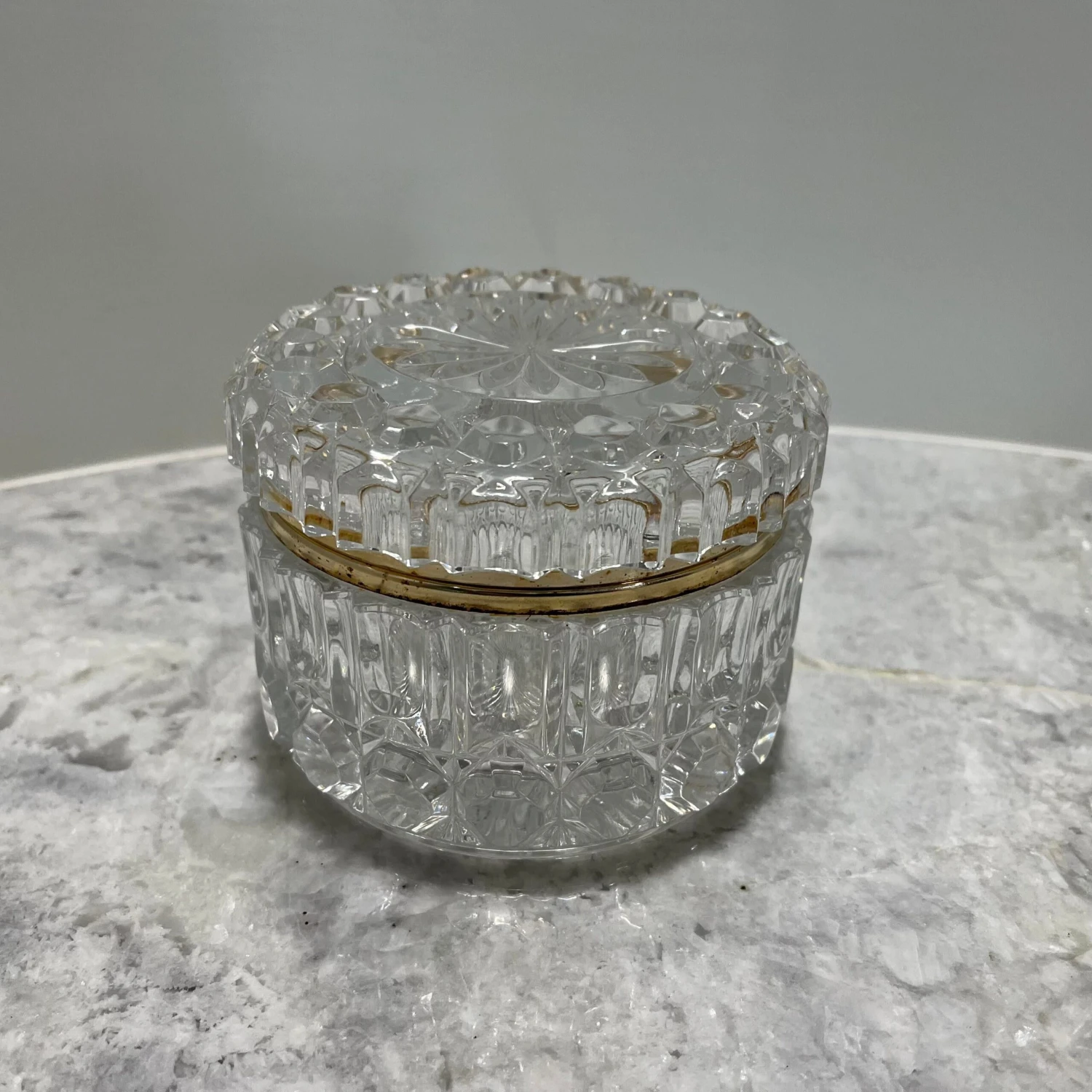 Vintage 5” Crystal Lidded Trinket Jewelry Box 4 Vintage 5” Crystal Lidded Trinket Jewelry Box - Image 2