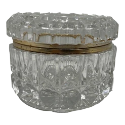 Vintage 5โ Crystal Lidded Trinket Jewelry Box