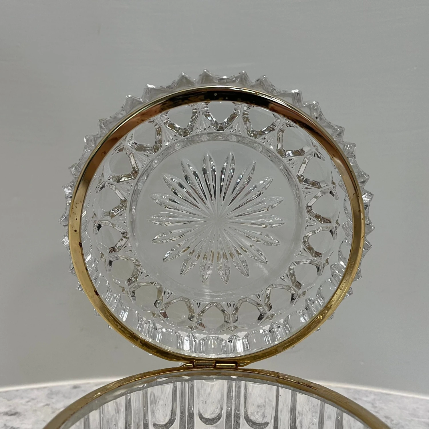 Vintage 5” Crystal Lidded Trinket Jewelry Box 7 Vintage 5” Crystal Lidded Trinket Jewelry Box - Image 5