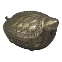 Vintage Asian Betel Nut Silver Turtle Box