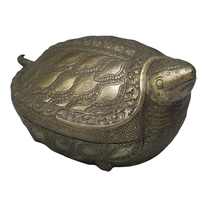 Vintage Asian Betel Nut Silver Turtle Box 3 Vintage Asian Betel Nut Silver Turtle Box