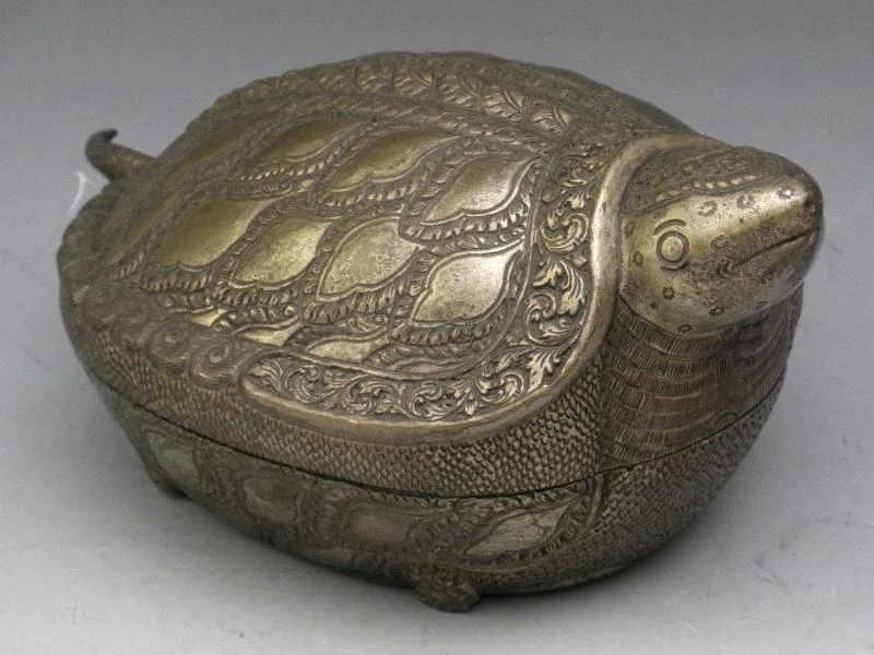 Vintage Asian Betel Nut Silver Turtle Box 8 Vintage Asian Betel Nut Silver Turtle Box - Image 6