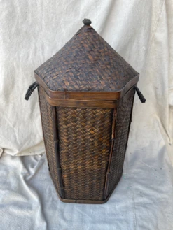 Vintage Asian Woven Rattan/Bamboo Hexagon Lidded Basket -CHAIRISH Shop vintage asian woven rattanbamboo hexagon lidded basket 5068