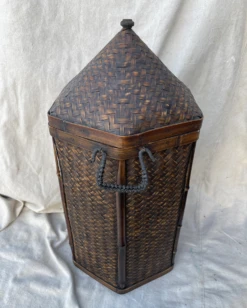 Vintage Asian Woven Rattan/Bamboo Hexagon Lidded Basket -CHAIRISH Shop vintage asian woven rattanbamboo hexagon lidded basket 5751