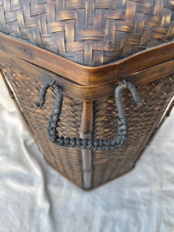 Vintage Asian Woven Rattan/Bamboo Hexagon Lidded Basket -CHAIRISH Shop vintage asian woven rattanbamboo hexagon lidded basket 7136