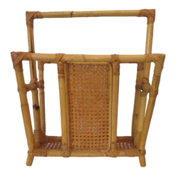 Vintage Bamboo And Rattan Magazine Rack