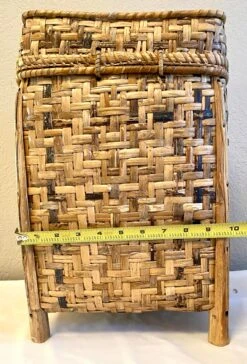 Vintage Bamboo Rattan Footed Large Lidded Basket -CHAIRISH Shop vintage bamboo rattan footed large lidded basket 9635