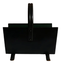 Vintage Black Magazine Rack In The Style Of Jacques Adnet, 1940s