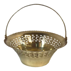 Vintage Brass Basket With Handle