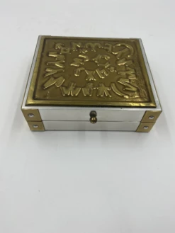 Vintage Brass Plated Silver Lined Box -CHAIRISH Shop vintage brass plated silver lined box 5336