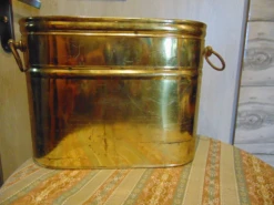 Vintage Brass Wood Container, 1970s -CHAIRISH Shop vintage brass wood container 1970s 2443