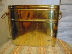 Vintage Brass Wood Container, 1970s -CHAIRISH Shop vintage brass wood container 1970s 7380
