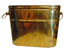 Vintage Brass Wood Container, 1970s