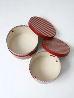 Vintage Candy Cane Stripe Hat Boxes Pair -CHAIRISH Shop vintage candy cane stripe hat boxes pair 5897