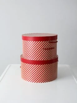 Vintage Candy Cane Stripe Hat Boxes Pair -CHAIRISH Shop vintage candy cane stripe hat boxes pair 6544