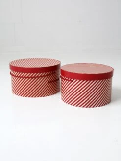 Vintage Candy Cane Stripe Hat Boxes Pair -CHAIRISH Shop vintage candy cane stripe hat boxes pair 7631