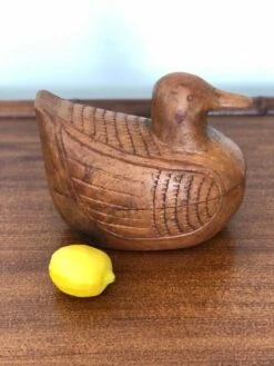 Vintage Carved Teak Wood Duck Box -CHAIRISH Shop vintage carved teak wood duck box 3410