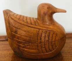 Vintage Carved Teak Wood Duck Box -CHAIRISH Shop vintage carved teak wood duck box 7439