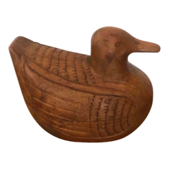 Vintage Carved Teak Wood Duck Box