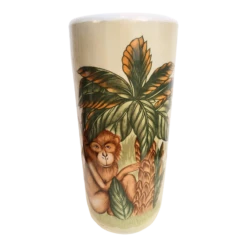 Vintage Ceramic Palm Beach Regency Tropical Monkey Palm Tree Umbrella Stand Holder