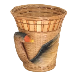 Vintage Chinese Black Swan Planter Basket