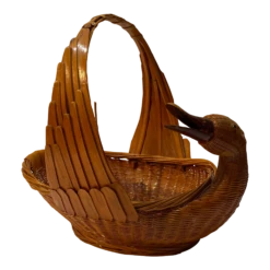 Vintage Chinese Rattan Goose Basket
