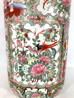 Vintage Chinese Rose Medallion Porcelain Umbrella Stand With Gilt Work, Signed -CHAIRISH Shop vintage chinese rose medallion porcelain umbrella stand with gilt work signed 2361