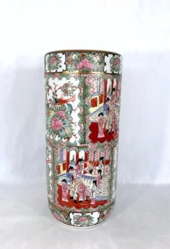 Vintage Chinese Rose Medallion Porcelain Umbrella Stand With Gilt Work, Signed -CHAIRISH Shop vintage chinese rose medallion porcelain umbrella stand with gilt work signed 6976