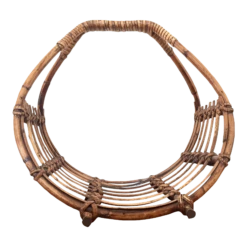 Vintage Chinoiserie Rattan Bamboo Magazine Rack