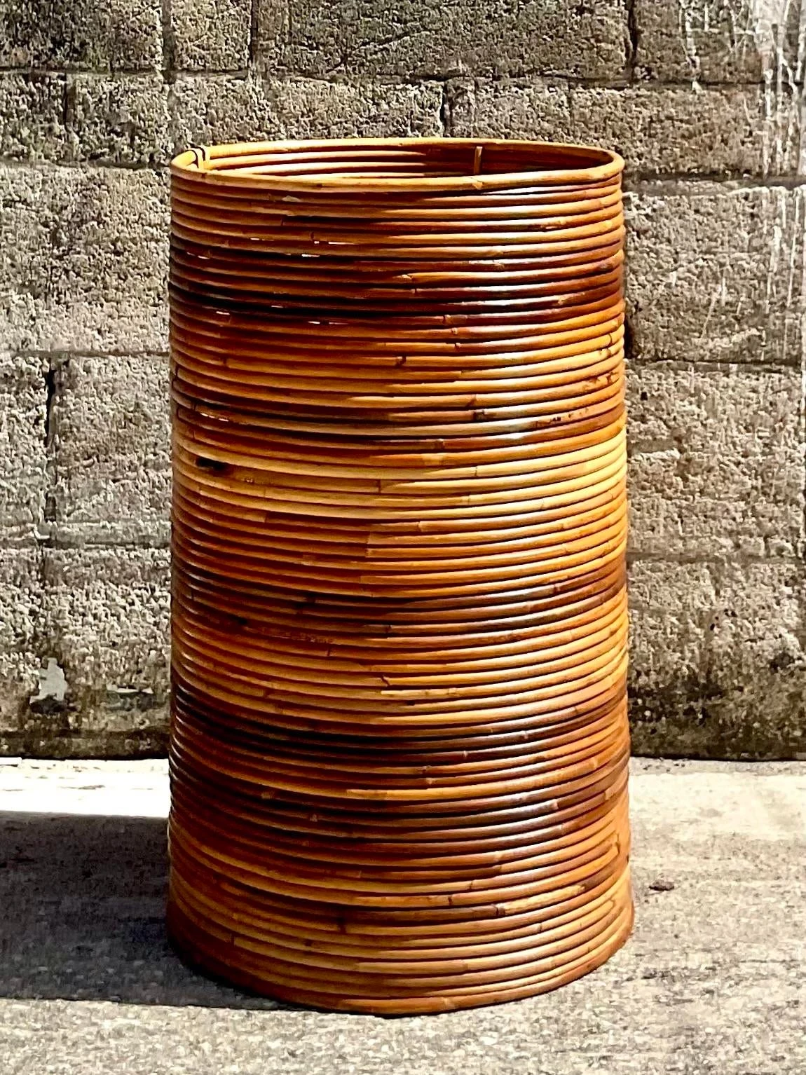 Vintage Coastal Pencil Reed Tall Basket 11 Vintage Coastal Pencil Reed Tall Basket - Image 9