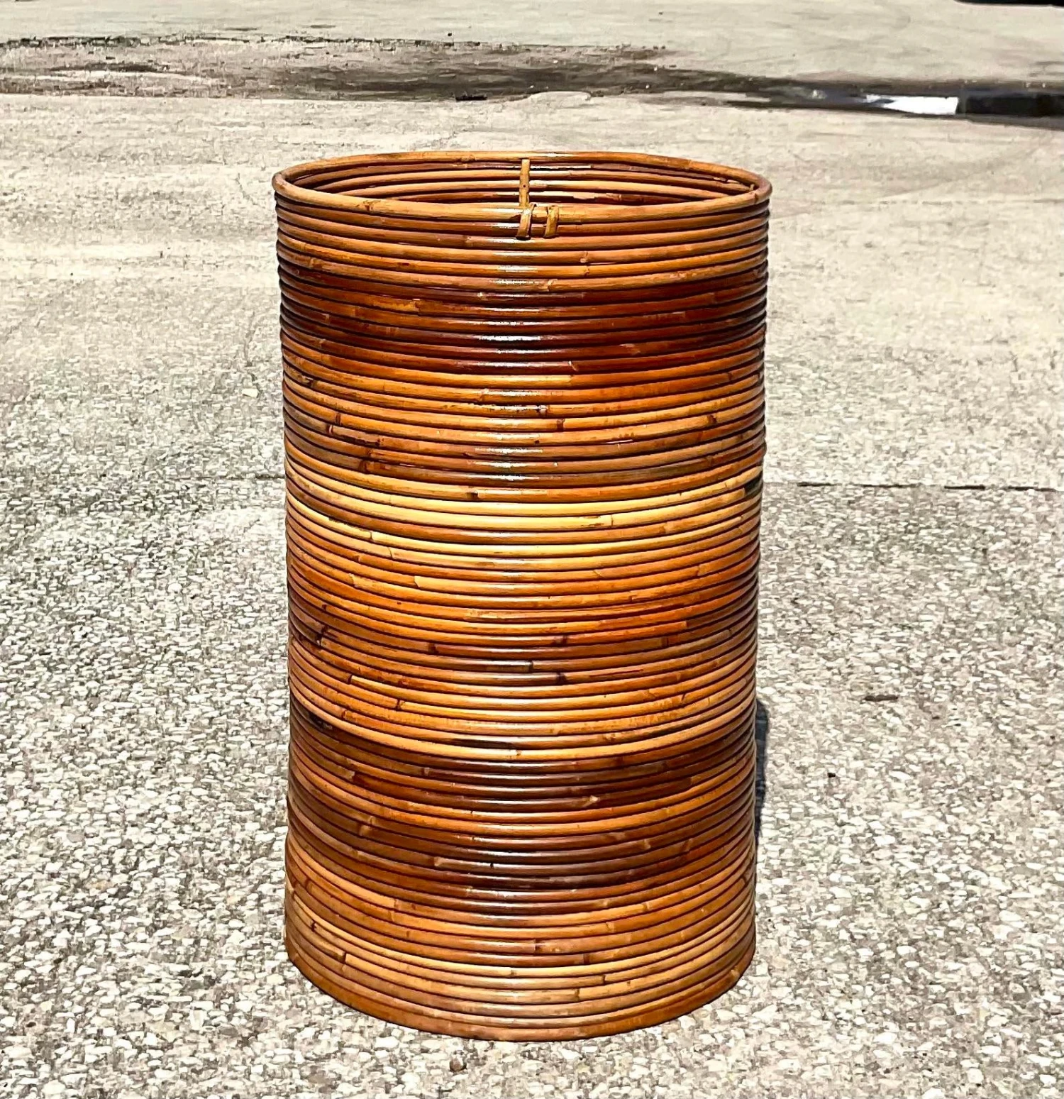 Vintage Coastal Pencil Reed Tall Basket 6 Vintage Coastal Pencil Reed Tall Basket - Image 4