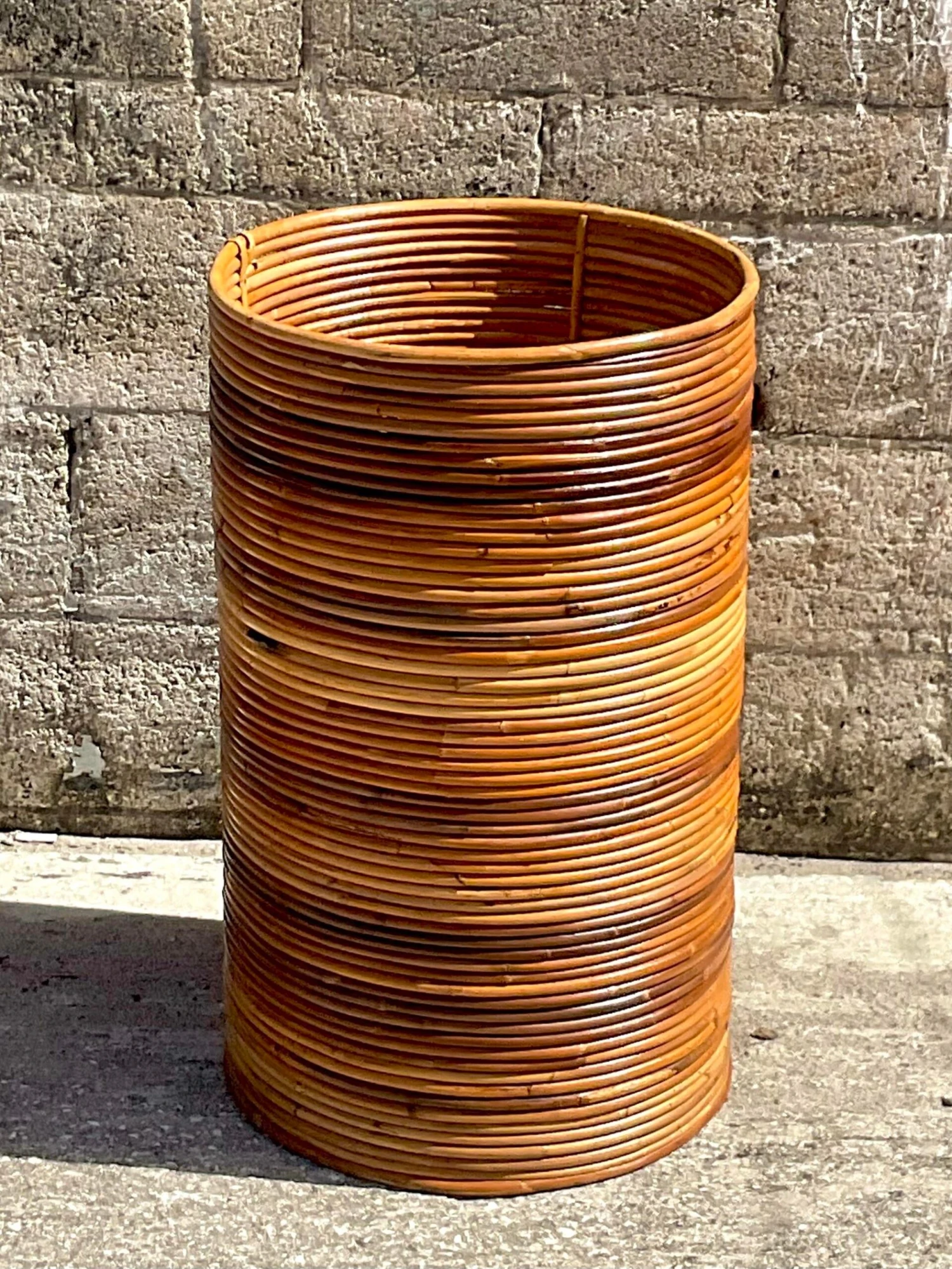 Vintage Coastal Pencil Reed Tall Basket 5 Vintage Coastal Pencil Reed Tall Basket - Image 3