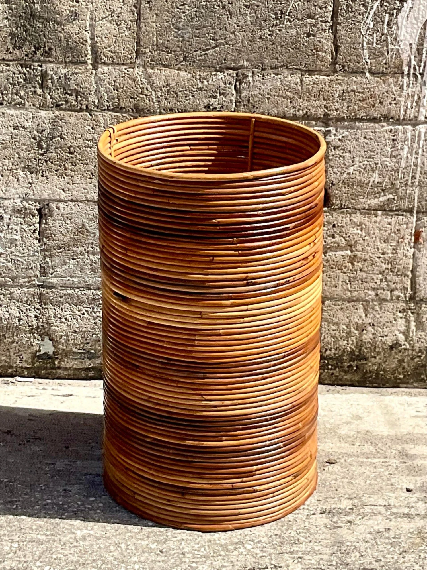 Vintage Coastal Pencil Reed Tall Basket 8 Vintage Coastal Pencil Reed Tall Basket - Image 6