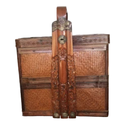 Vintage Early 19th Century Chinese Two Tiered Wedding/Lunch Basket Wicker Wood