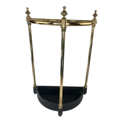 Vintage English Brass And Cast Iron Umbrella Stand