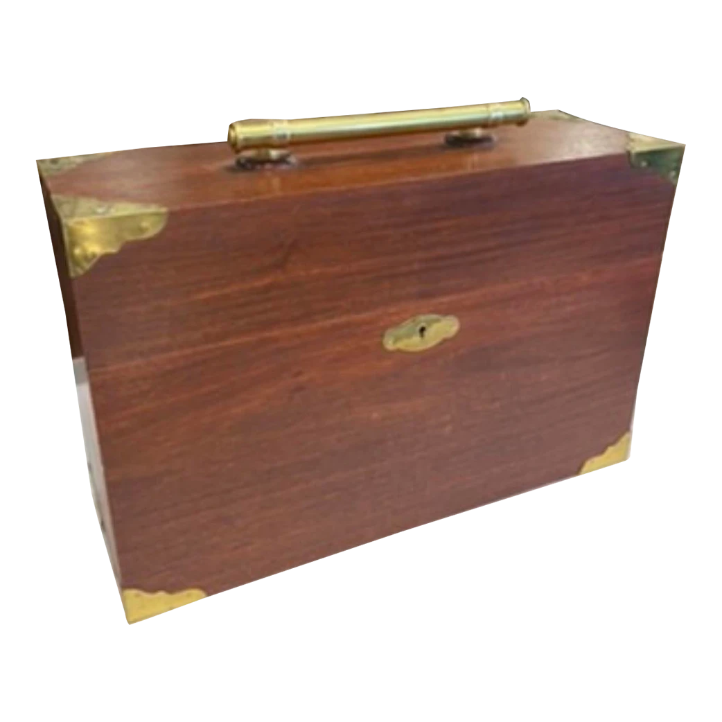 Vintage English Style Brass Bound Walnut Wine Bottle Decanter Box 3 Vintage English Style Brass Bound Walnut Wine Bottle Decanter Box