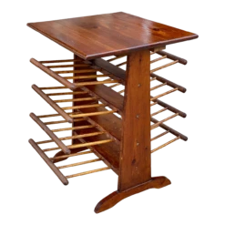 Vintage Farmhouse Pine Turned Spindle Magazine Record Rack Holder