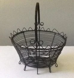Vintage French Farm Wire Basket With Feet & Swivel Handle -CHAIRISH Shop vintage french farm wire basket with feet and swivel handle 3303