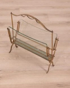 Vintage Golden Brass And Glass Magazine Rack From Maison Baguès -CHAIRISH Shop vintage golden brass and glass magazine rack from maison bagues 4398