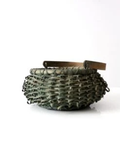 Vintage Green Porcupine Curl Basket -CHAIRISH Shop vintage green porcupine curl basket 1651