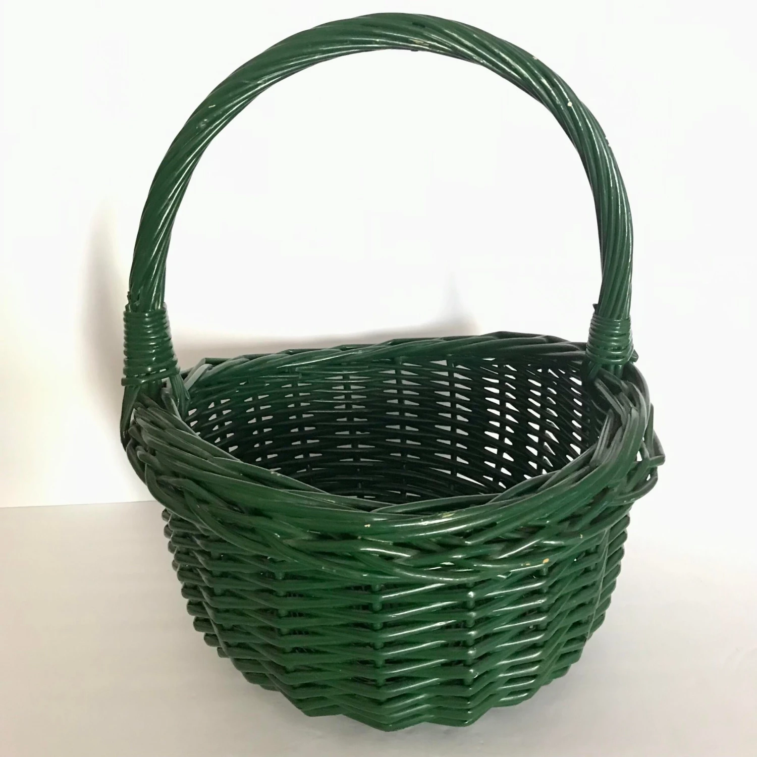 Vintage Green Wicker Basket 7 Vintage Green Wicker Basket - Image 5