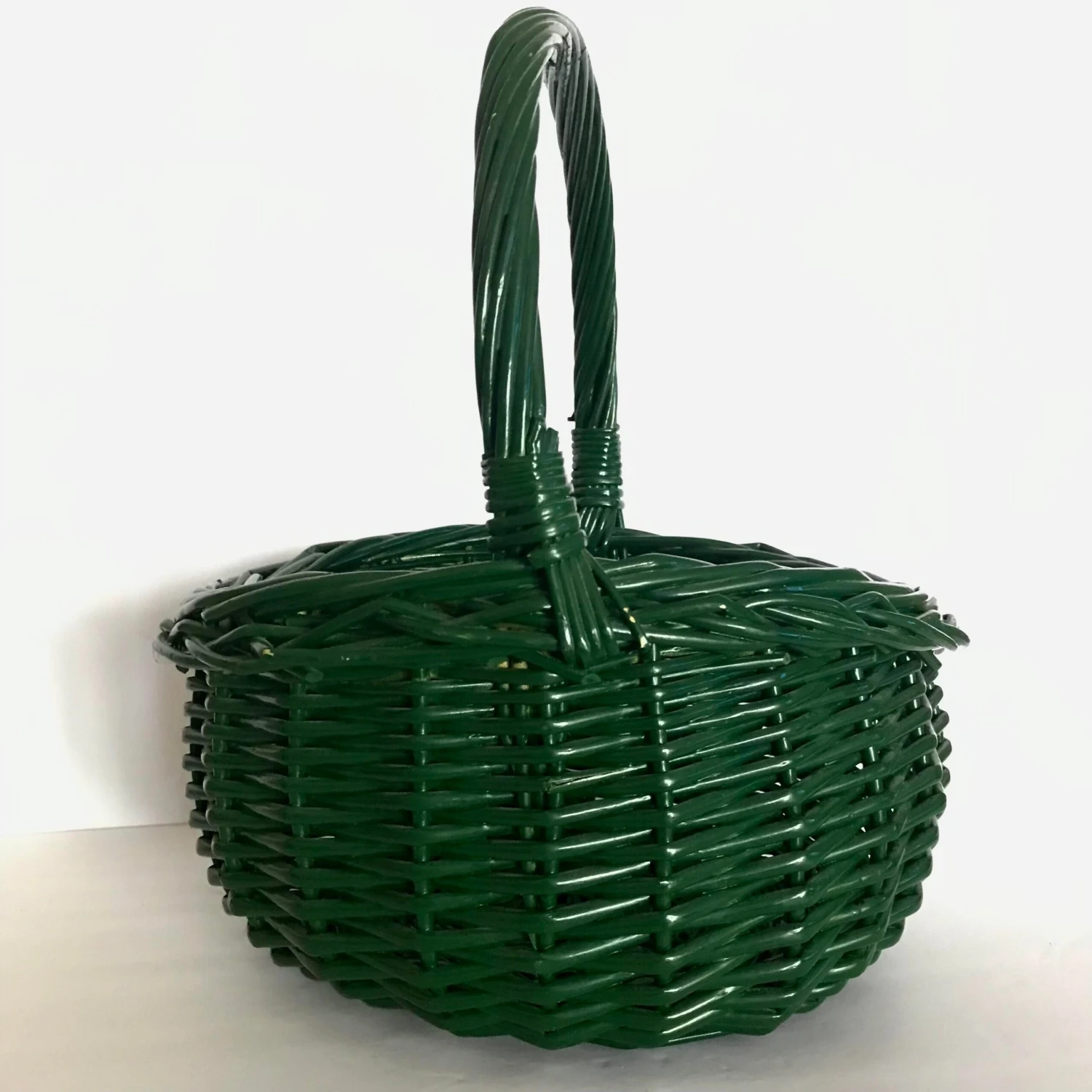 Vintage Green Wicker Basket 4 Vintage Green Wicker Basket - Image 2