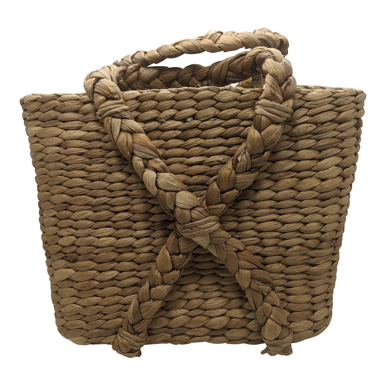 Vintage Handcrafted Vietnam Khaki Beige Seagrass Basket 3 Vintage Handcrafted Vietnam Khaki Beige Seagrass Basket