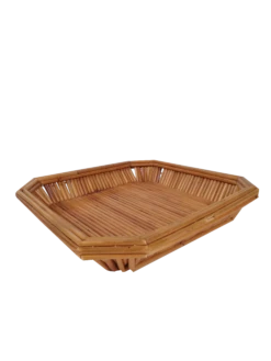 Vintage Handmade Rush And Cane Basket, Italy, 1960s