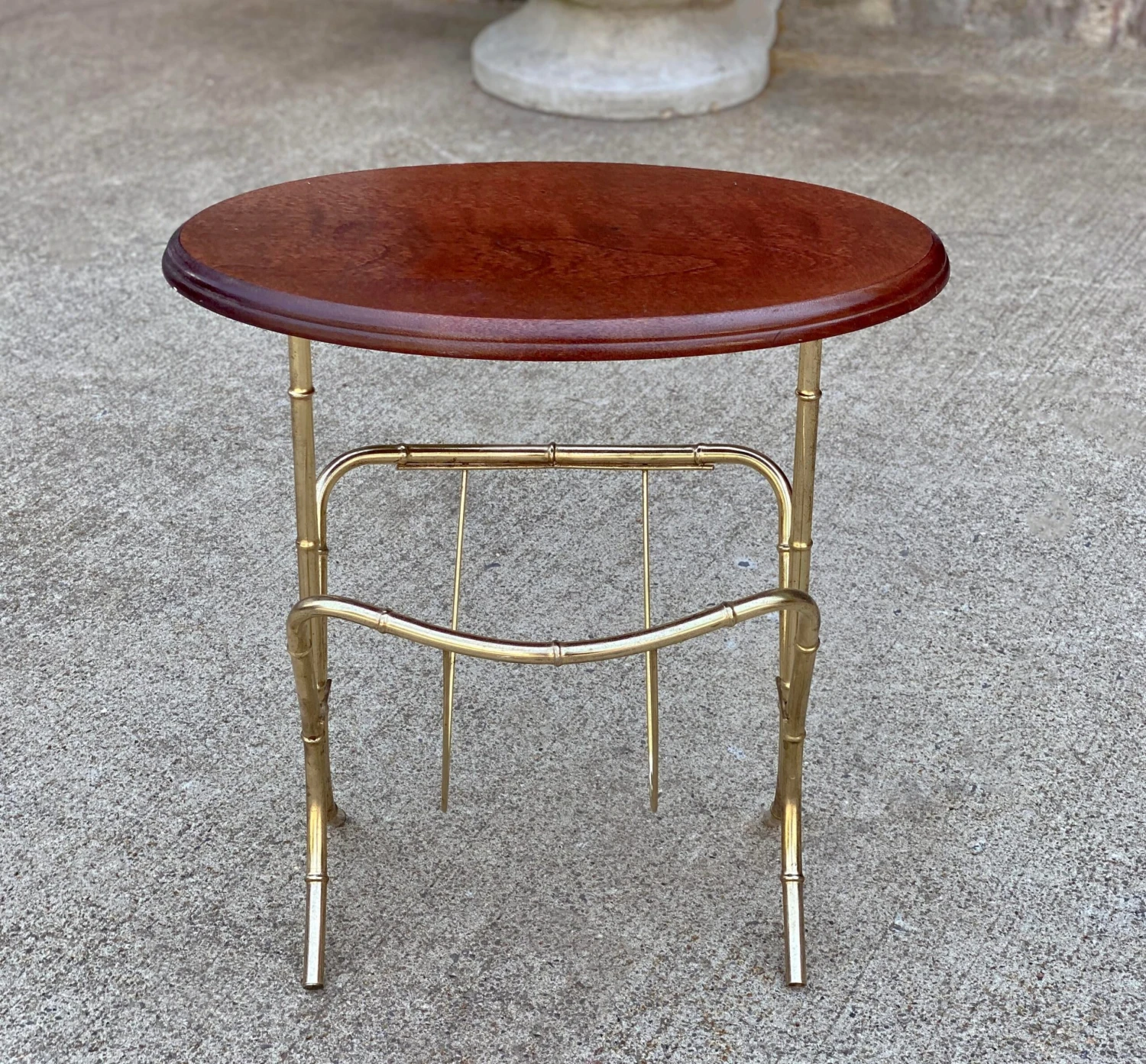 Vintage Hollywood Regency Boho Brass Rattan Magazine Rack Side Table 4 Vintage Hollywood Regency Boho Brass Rattan Magazine Rack Side Table - Image 2